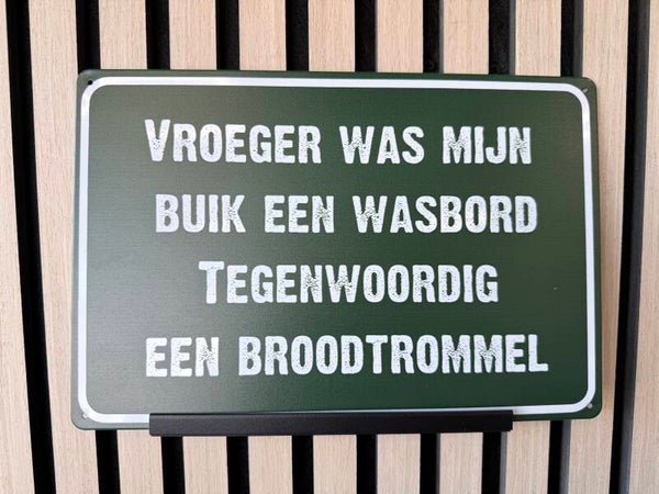 Vroeger was … , tekstbord