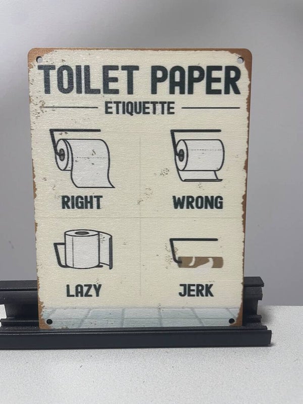 Toilet paper etiquette ,houten wandbord