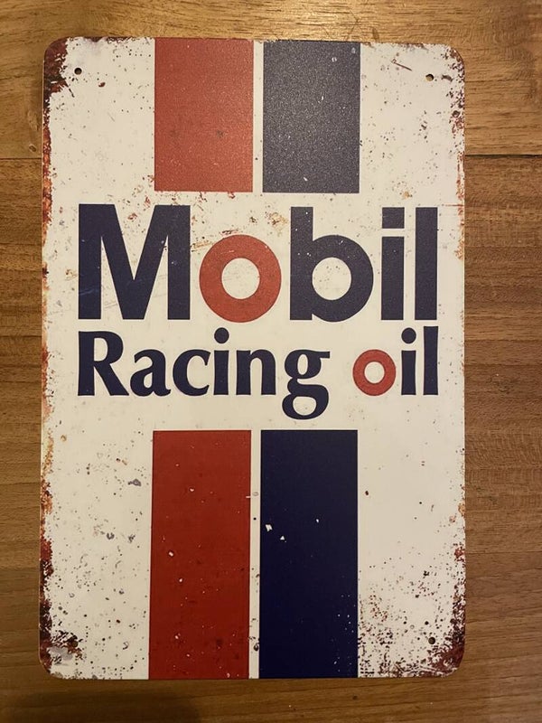 Mobil Racing Oil metalen reclamebord / wandbord (Old Look)