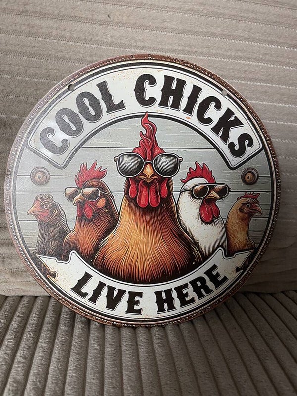 Cool Chicks metalen rond wandbord (Old Look)