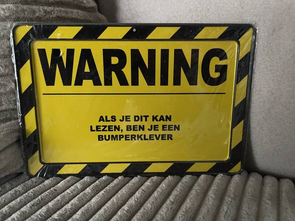 Warning,Bumperkleven, metalen giftcard