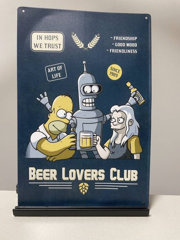 Beer Lovers Club metalen wandbord (The Simpsons)