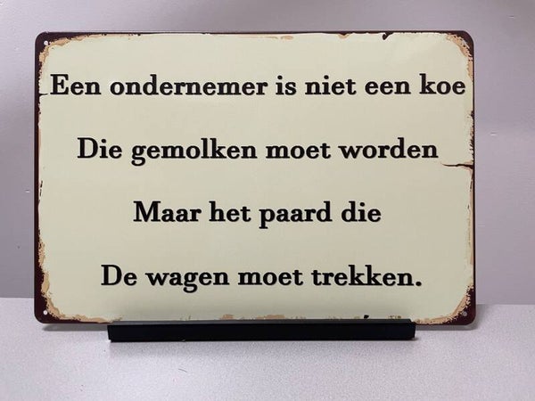 De Ondernemer, metalen tekstbord (Old Look