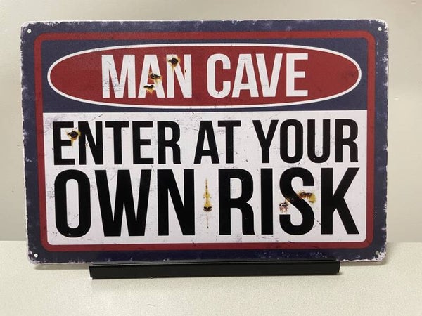 MANCAVE, metalen tekstbord (Old Look)