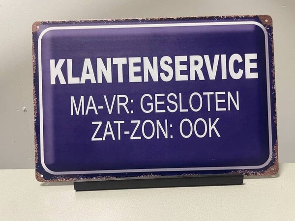 Klantenservice, metalen tekstbord (Old Look)