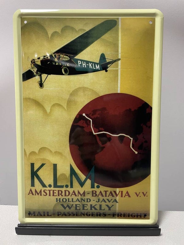 KLM Amsterdam - Batavia metalen reclamebord (Old Look)