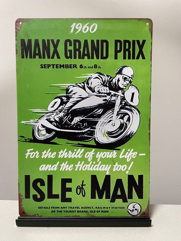 Isle of Man 1960 Manx Grand Prix metalen reclamebord