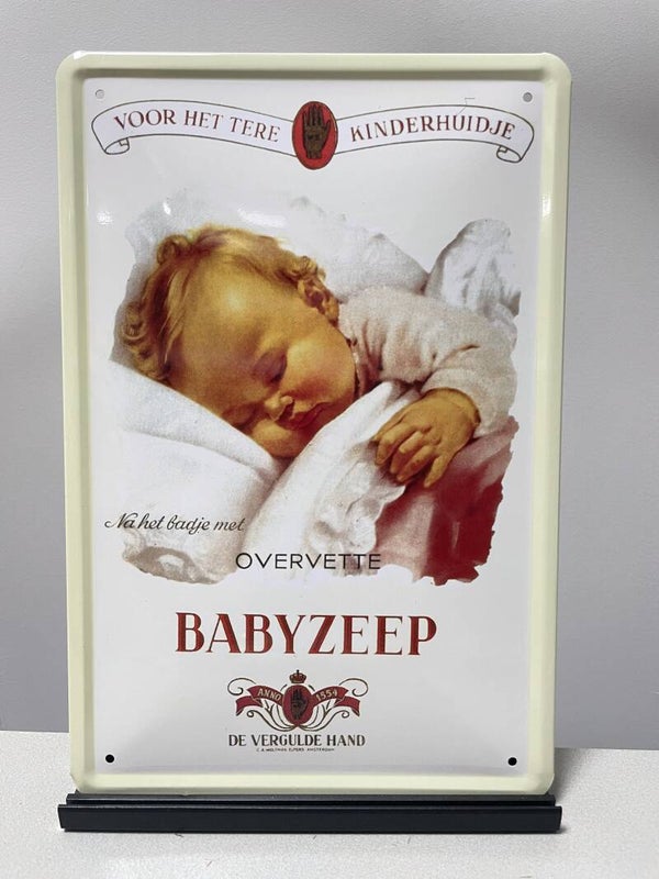 De vergulde hand babyzeep metalen reclamebord (Old Look)