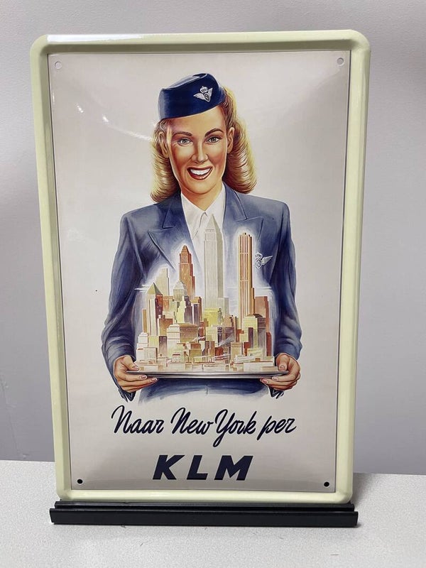 KLM New York metalen reclamebord (Old Look)