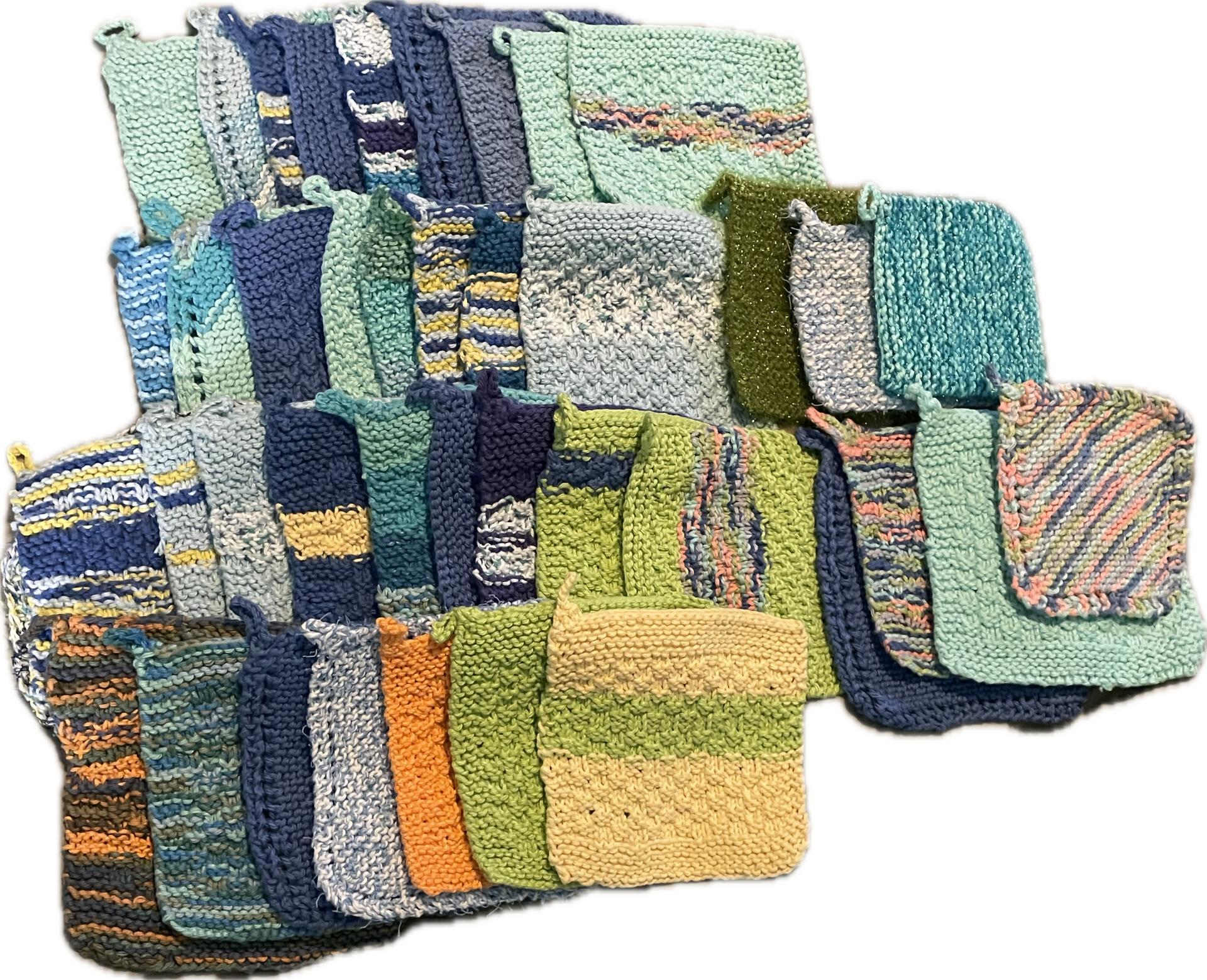 5 Hand-knit wash cloths