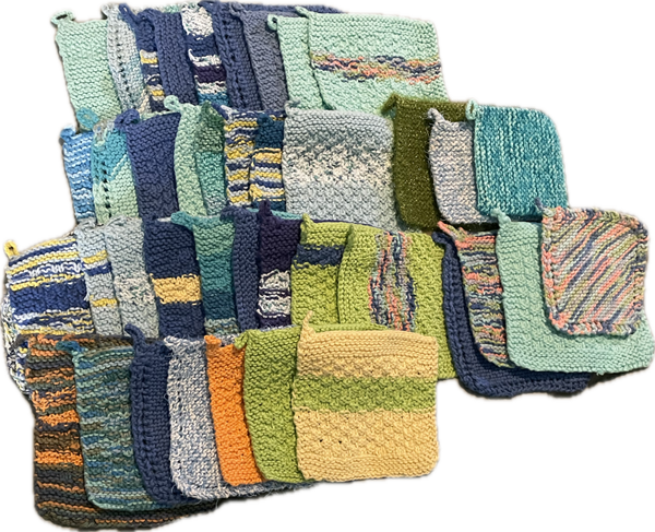 5 Hand-knit wash cloths