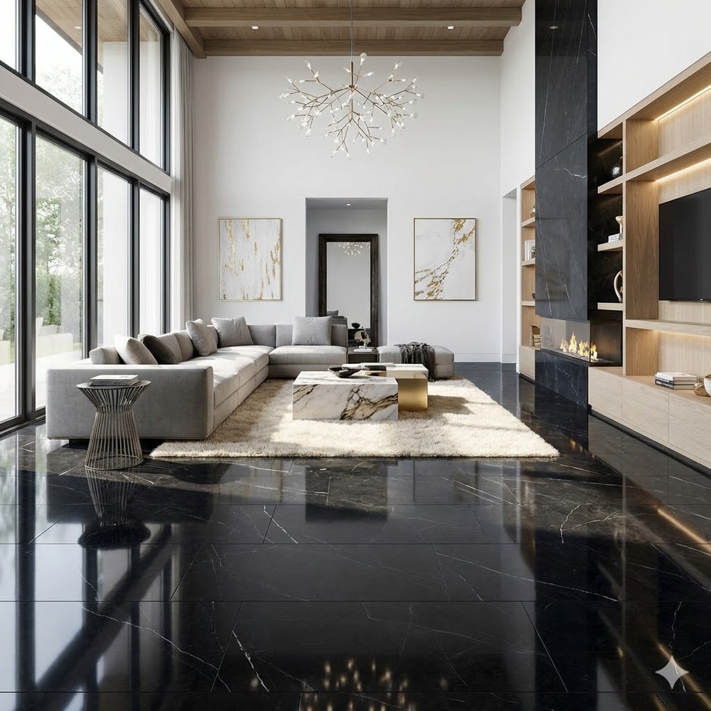 Ambiente con porcelanato Milan Nero