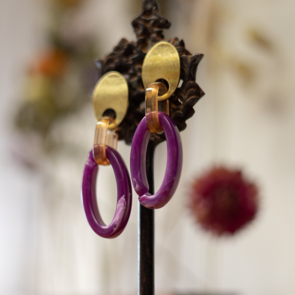 oorbellen in resin paars