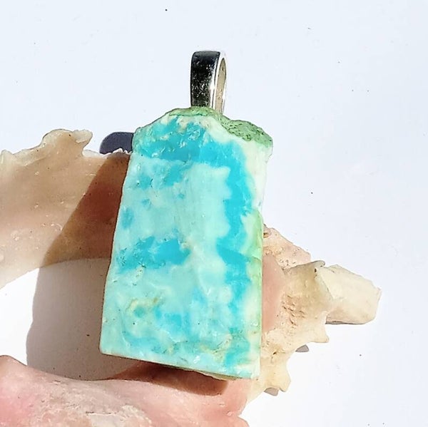 Raw Blue Topaz Pendant