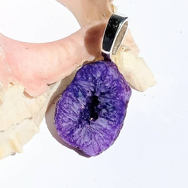 Purple Slice Agate Pendant
