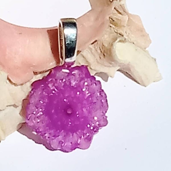 Pink Slice Agate Sterling Silver Pendant
