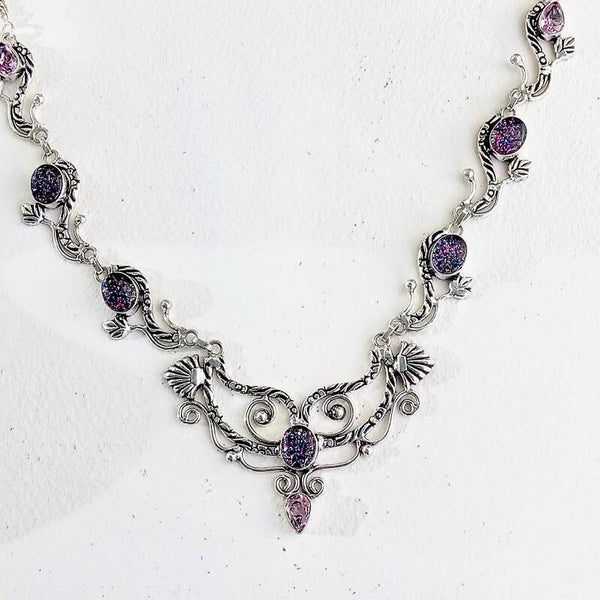 Purple Triplicate Opal Necklace