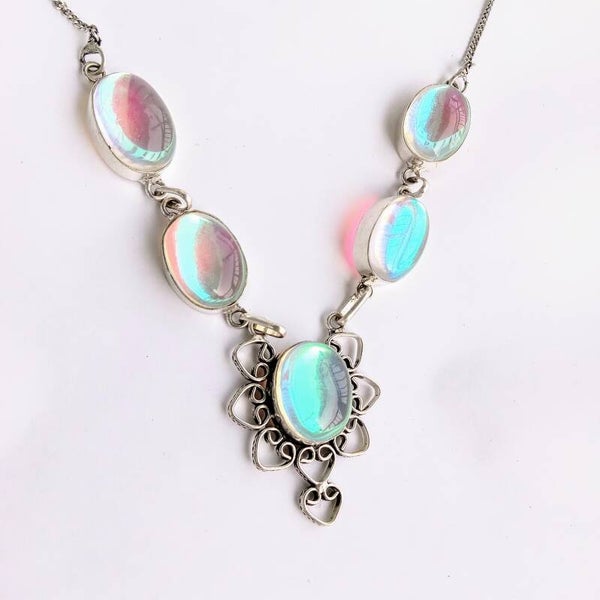 Aurora Opal Necklace set in Silver