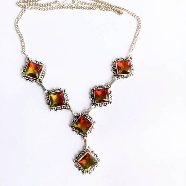 Bicolor Triplicate Opal set in Silver
