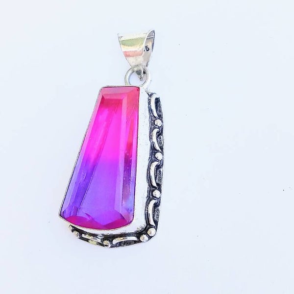 Bi Color Tourmaline Quartz Pendant