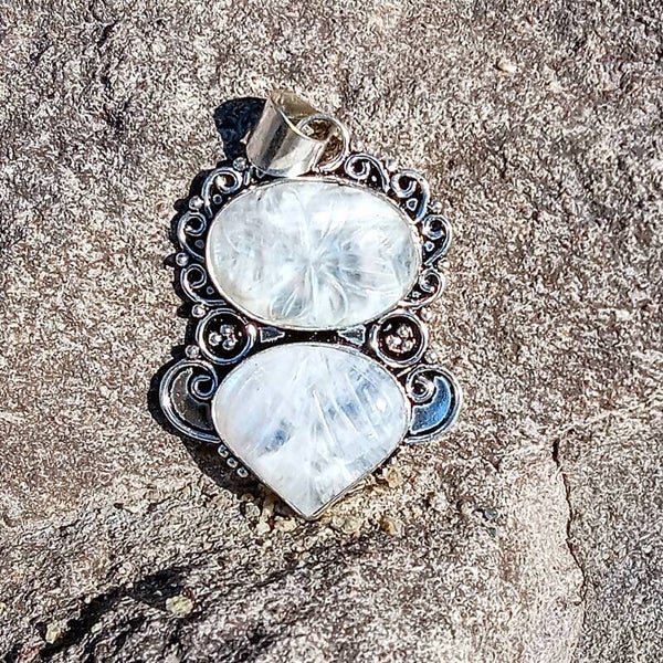 Natural Carved Moonstone Pendant