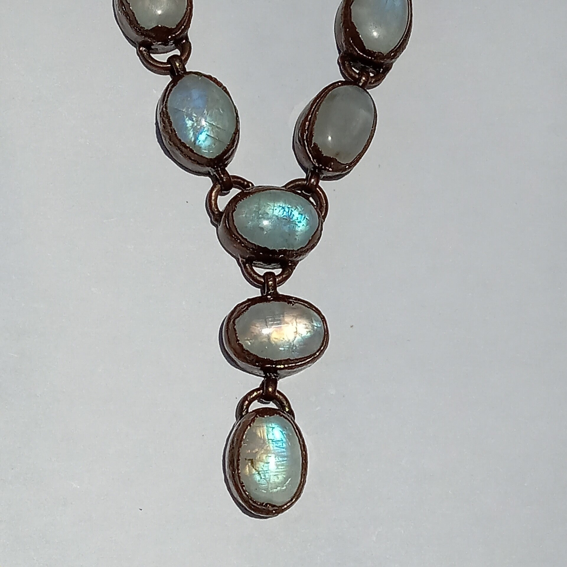 Electroplated Copper Natural Moonstone Necklace