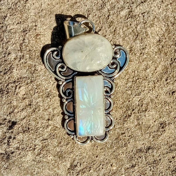 Natural Carved Moonstone Pendant