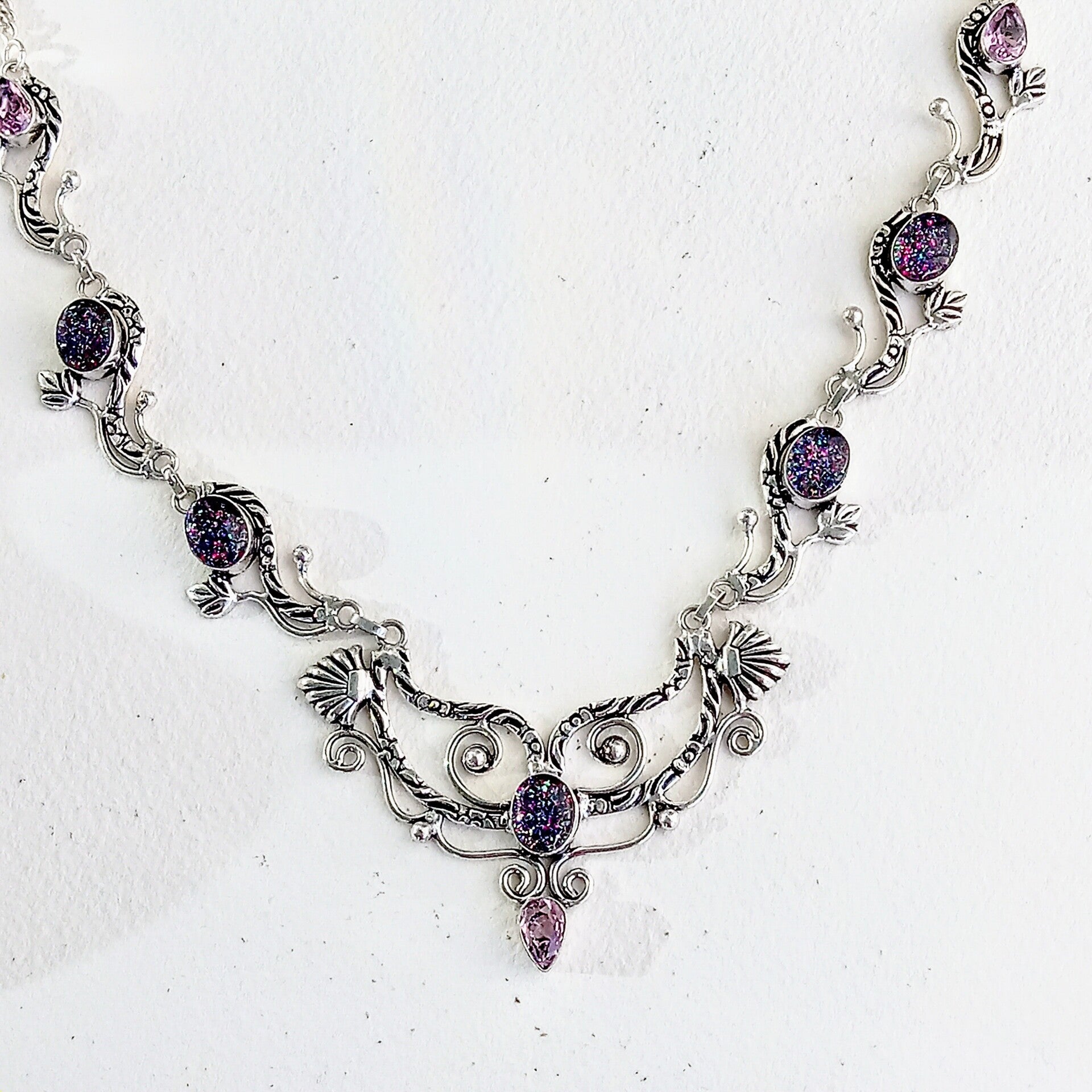 Purple Triplicate Opal Necklace