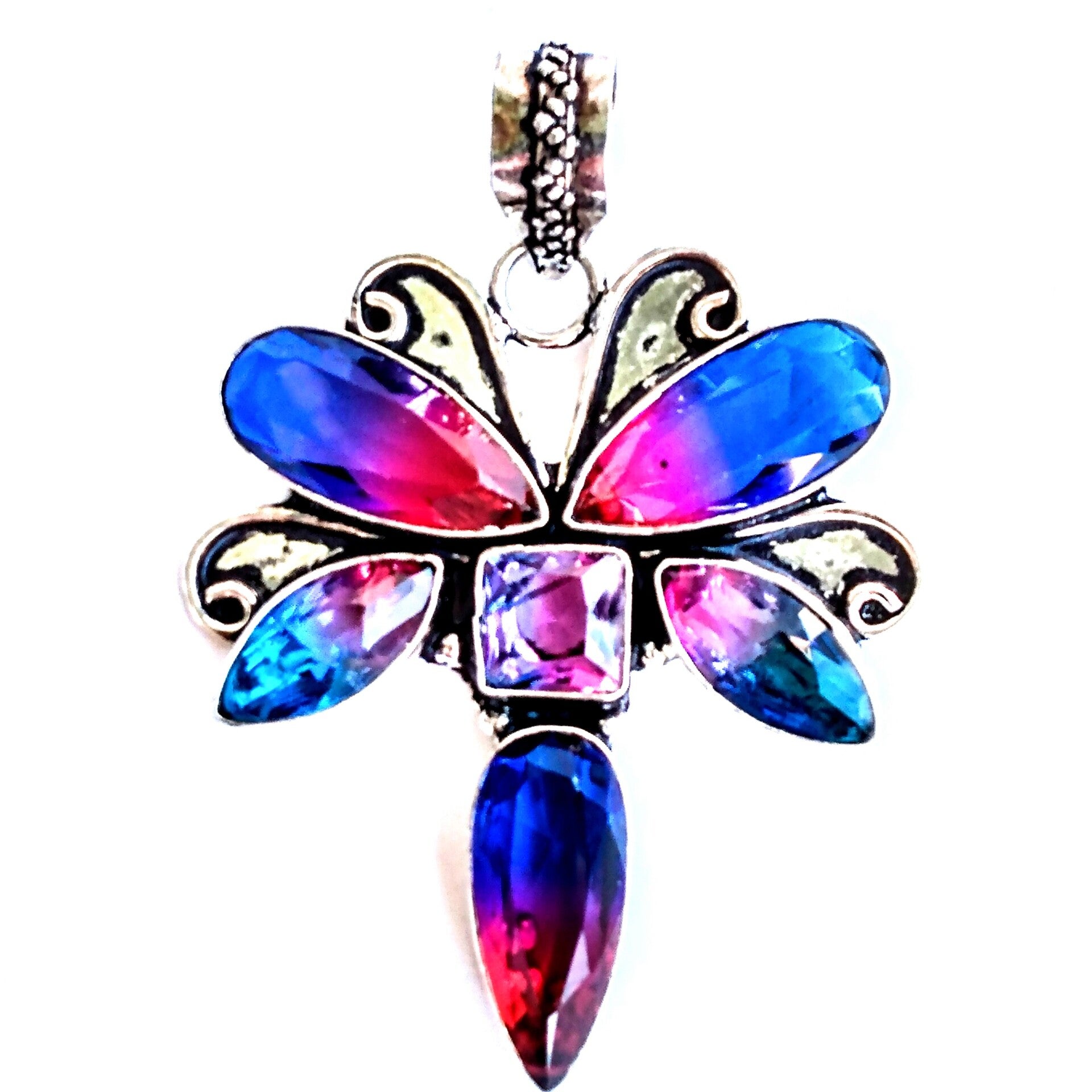 Bi Color Tourmaline Sterling Silver Pendant