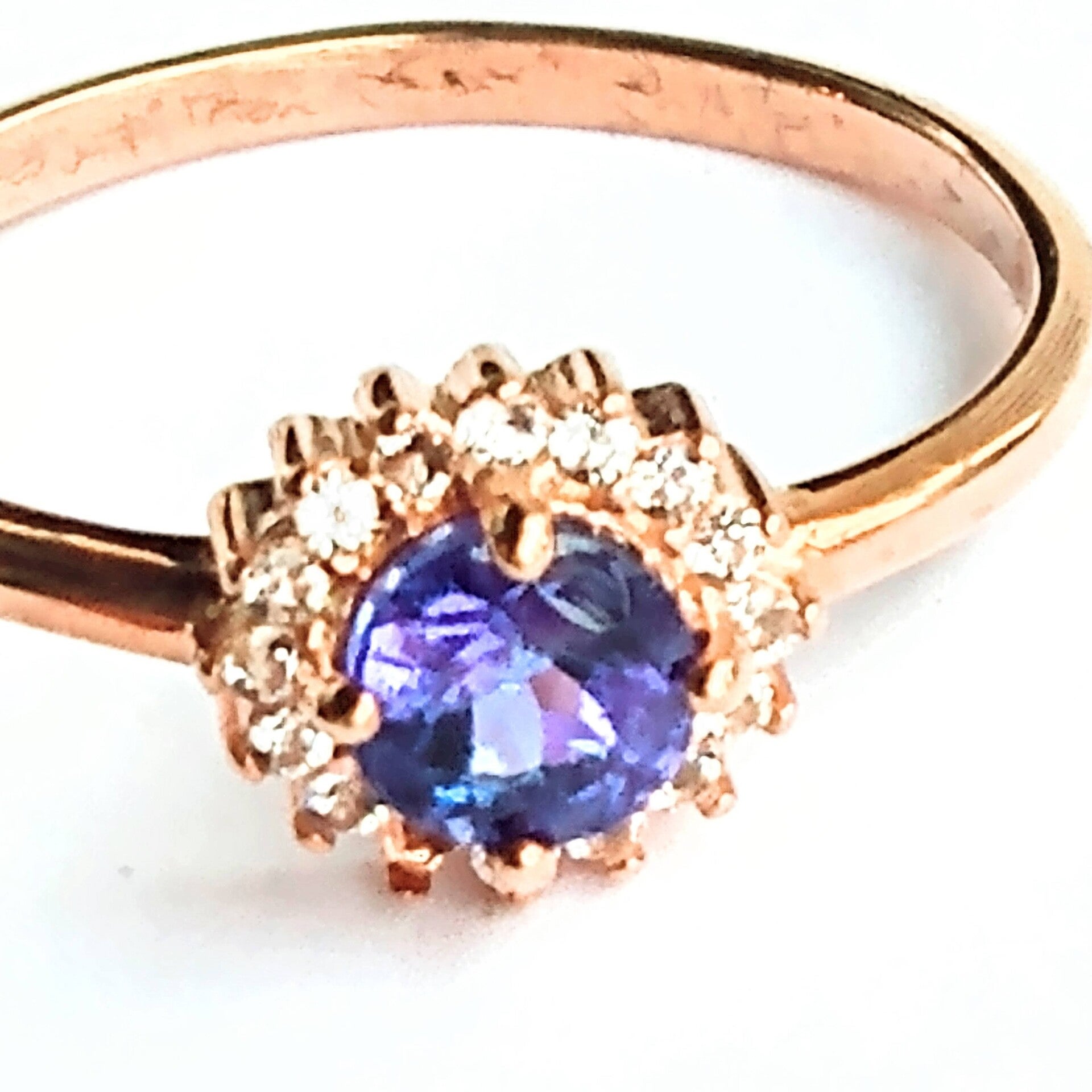 Natural Tanzanite Sterling Silver Rose Gold Ring