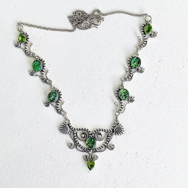 Triplicate Green Opal Necklace