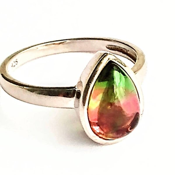 Bi Colored Helenite Sterling Silver Ring