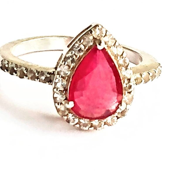 Natural Ruby Sterling Silver Ring