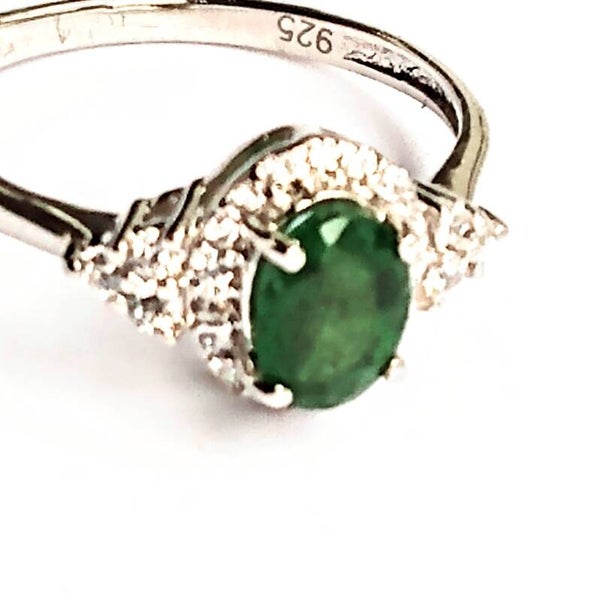 Natural Emerald Sterling Silver Ring
