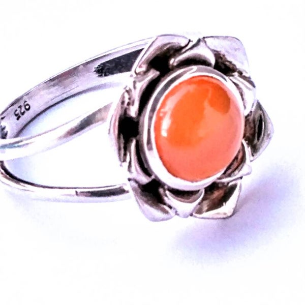 Natural Sunstone Sterling Silver Ring