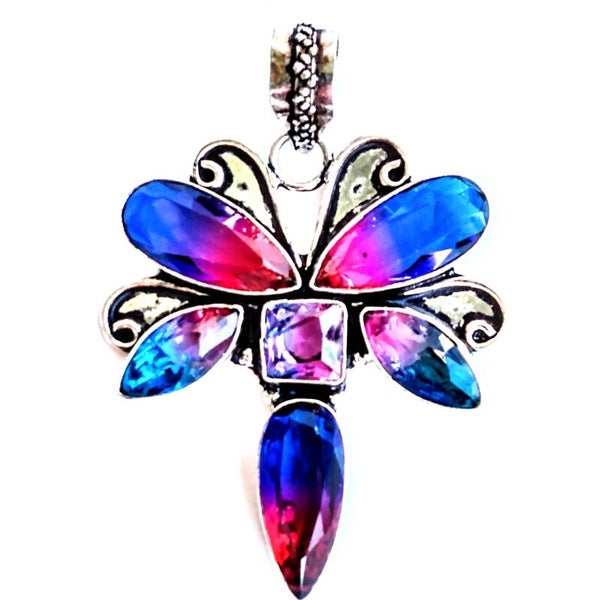 Bi Color Tourmaline Sterling Silver Pendant