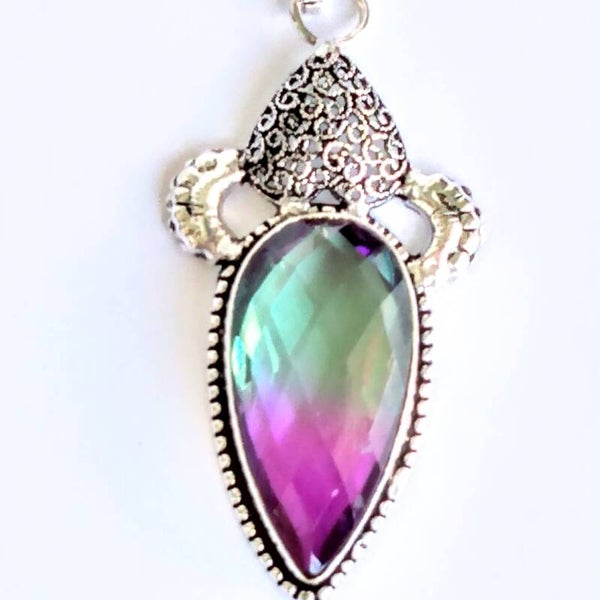 Bi Colored Quartz Sterling Silver Pendant