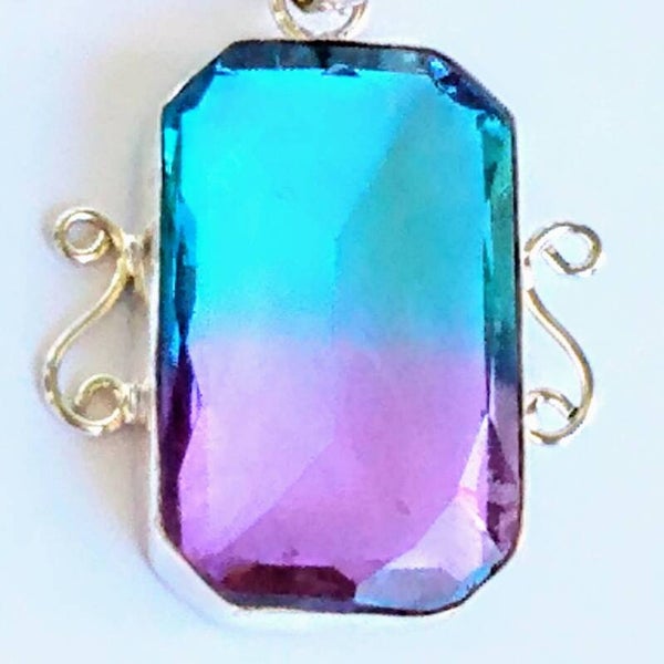 Bi Colored Quartz Sterling Silver Pendant