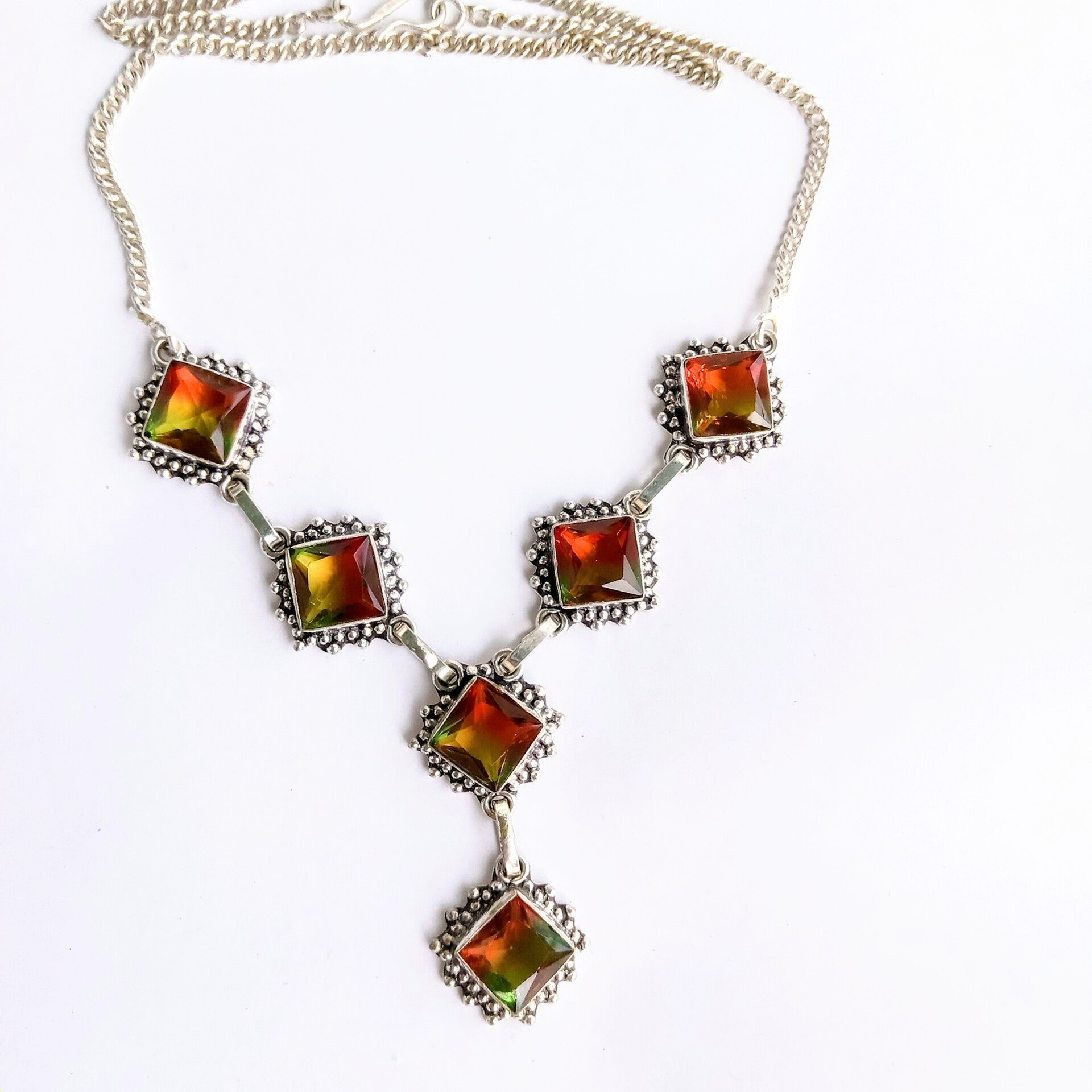 Bicolor Triplicate Opal set in Silver