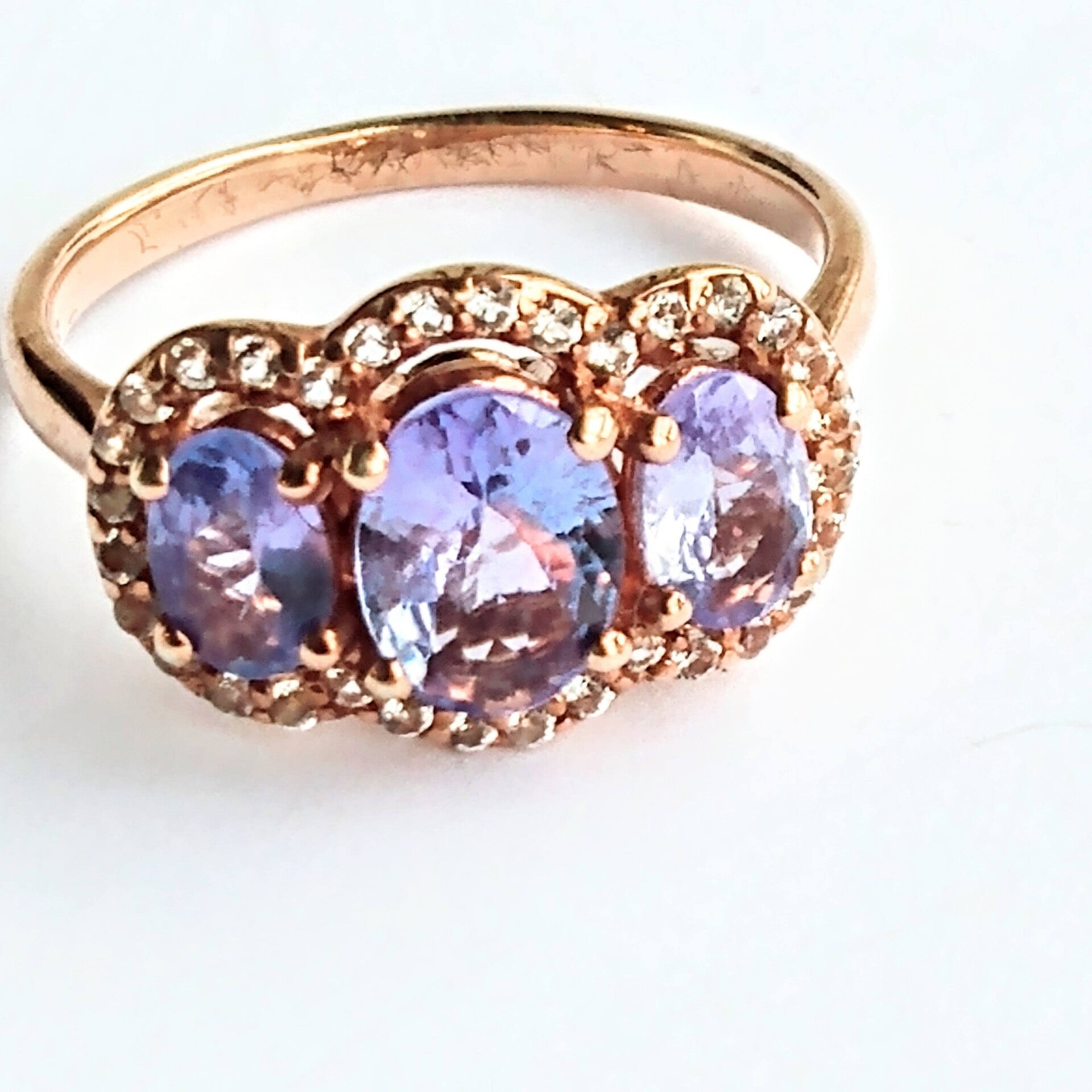 Natural Tanzanite Sterling Silver Rose Gold Ring