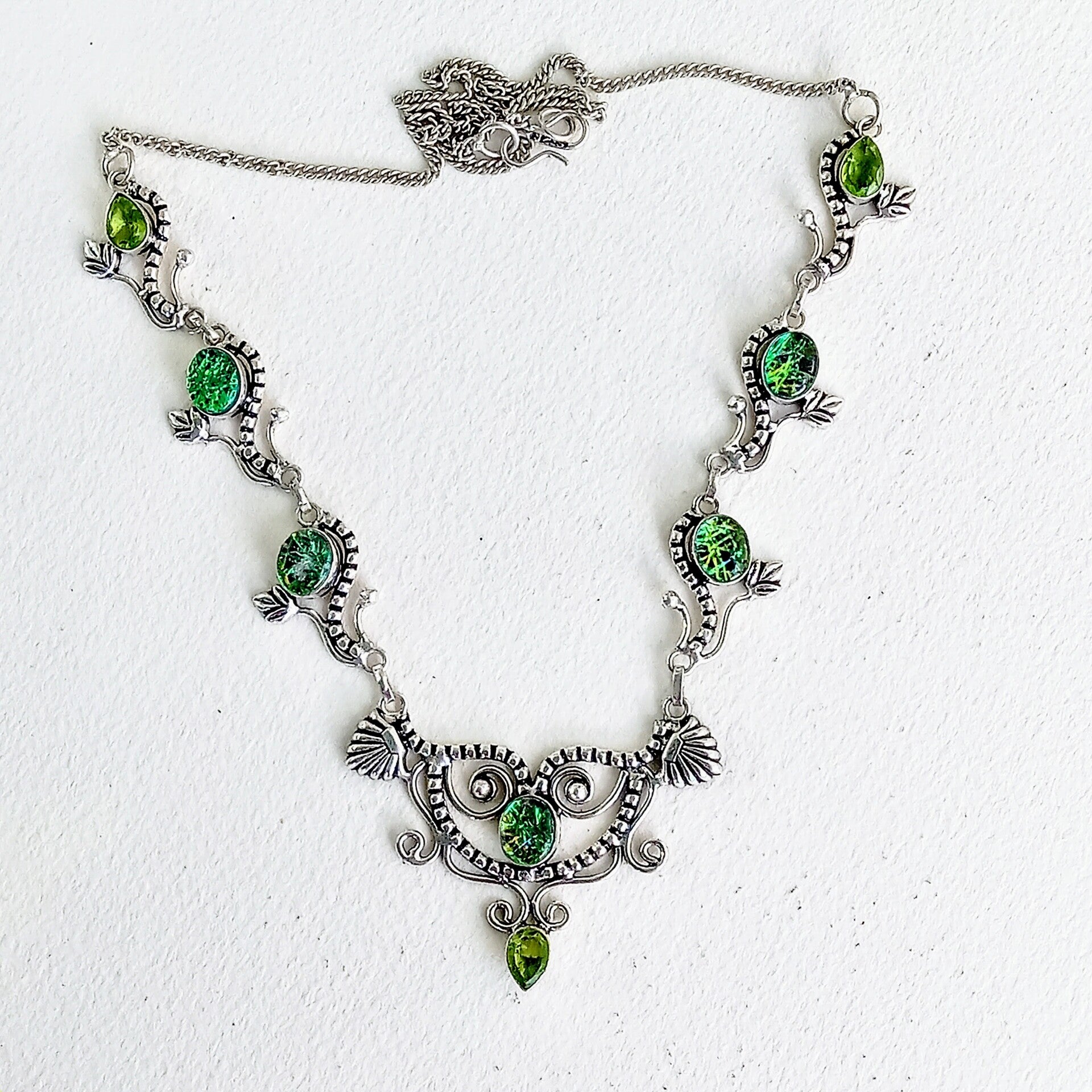 Triplicate Green Opal Necklace
