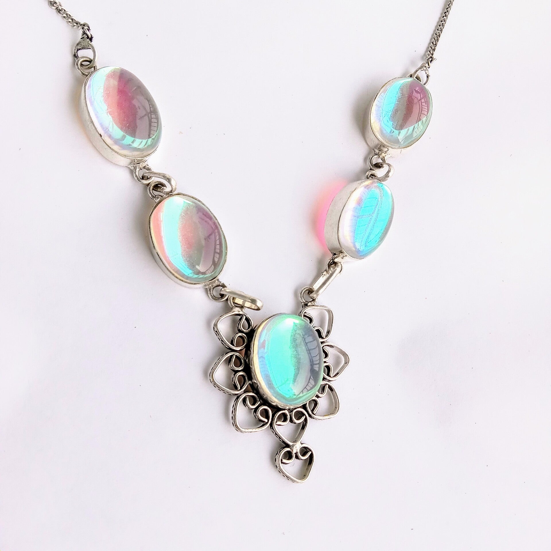 Aurora Opal Necklace set in Silver