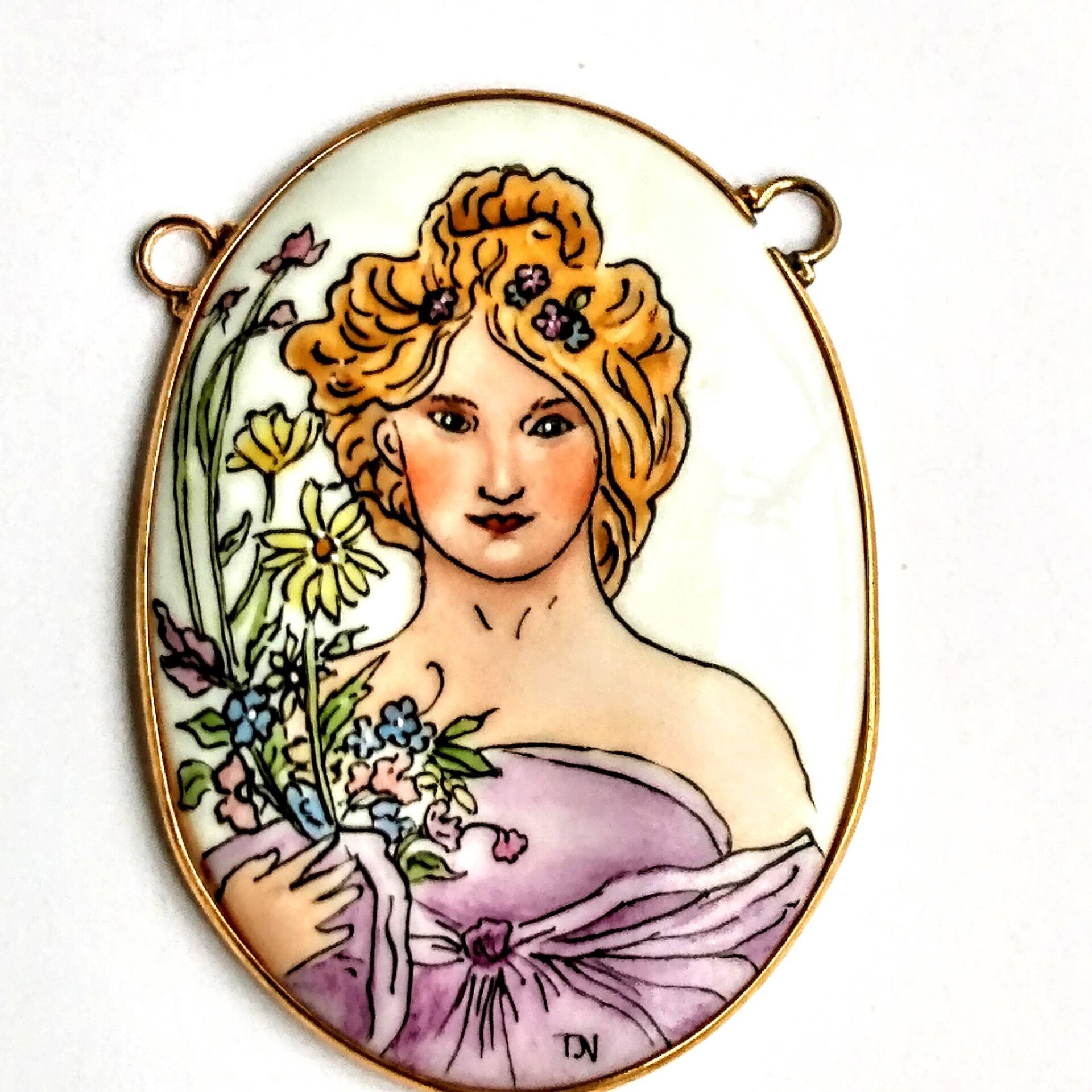 Hand Painted Porcelain Pendant