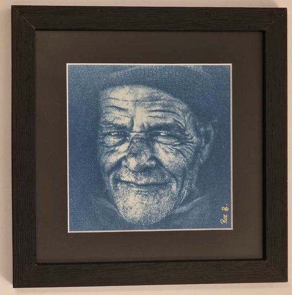 Cyanotype original encadré - Portrait