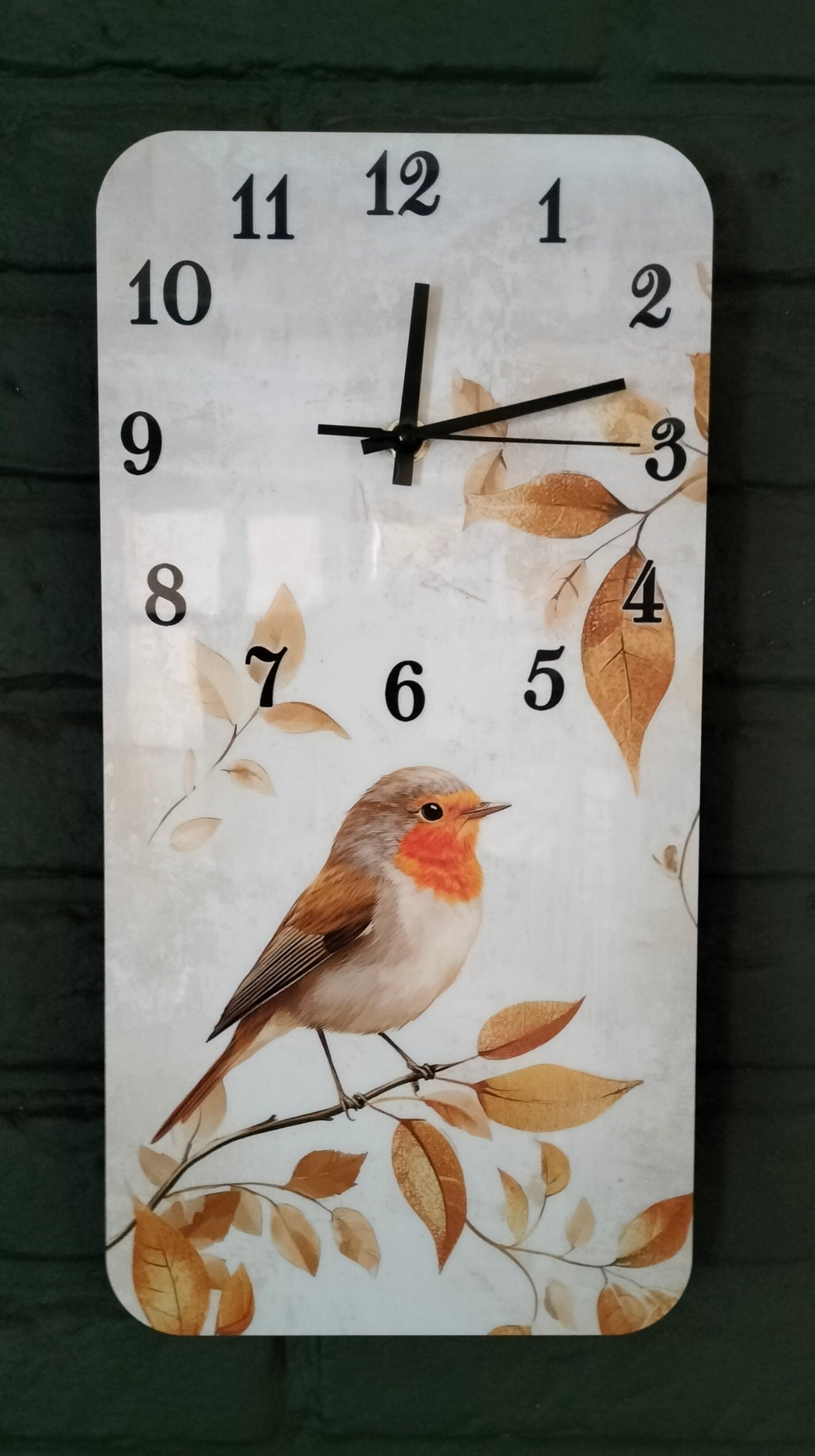 Wandklok met roodborstje