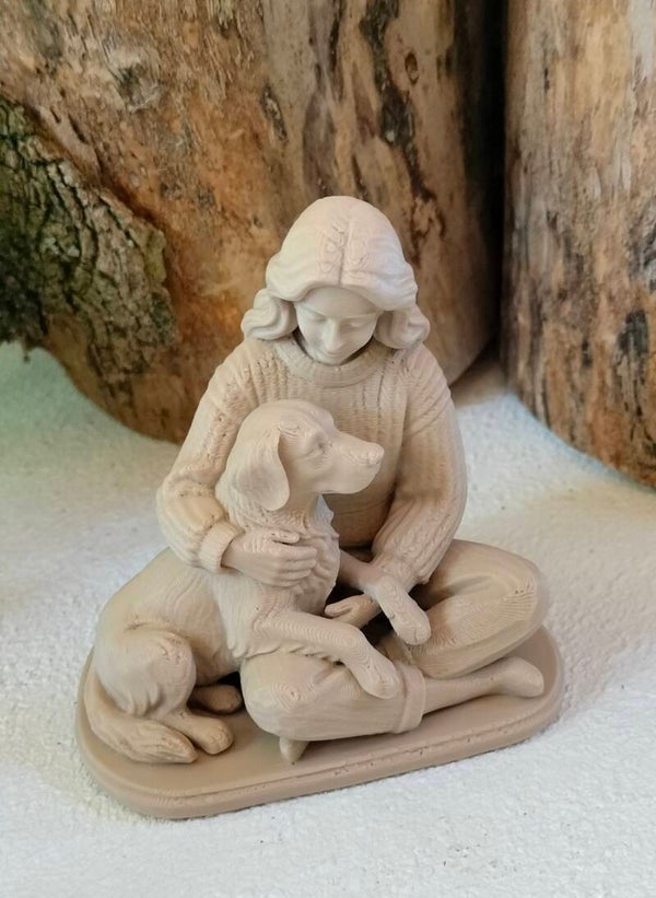 3D print beeldje vrouw met hond.