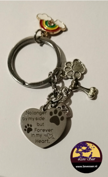 Sleutelhanger met bedeltjes in zilveren uitvoering