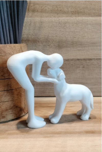 3D geprint beeldje figuur met hond wit