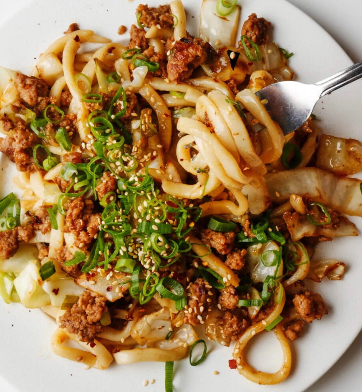 Chili garlic udon varkensvlees