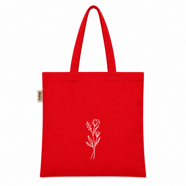 White delicate flowers tote